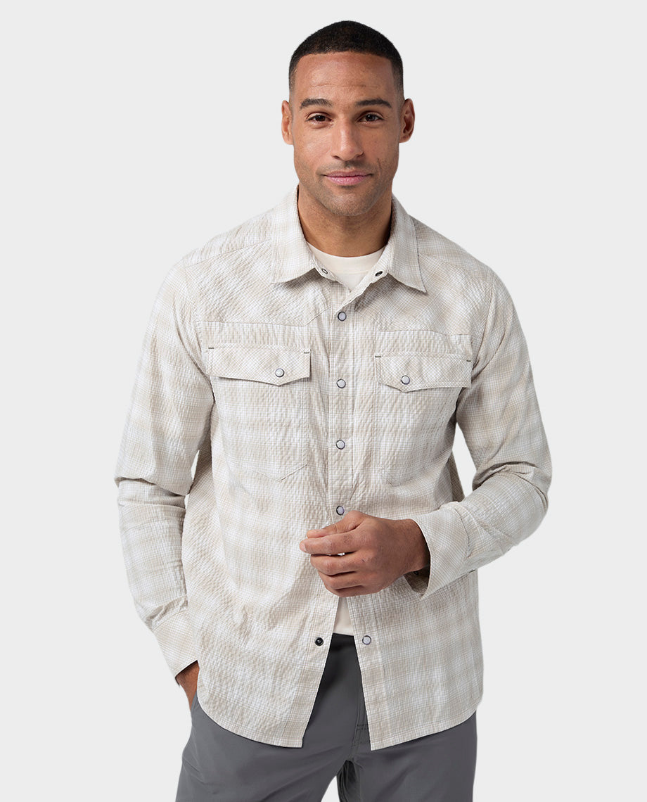 Chemise en seersucker à manches longues pour homme