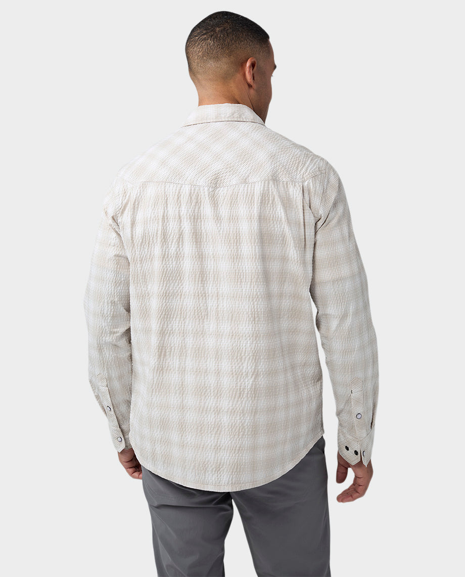 Chemise en seersucker à manches longues pour homme