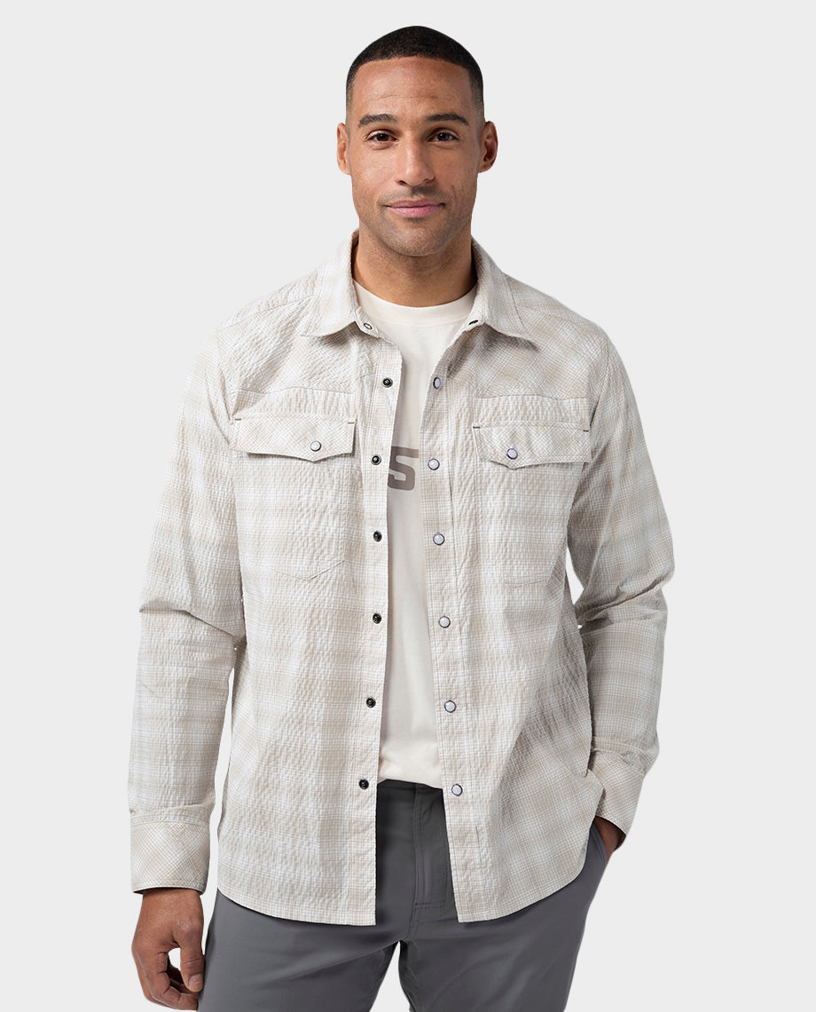 Chemise en seersucker à manches longues pour homme