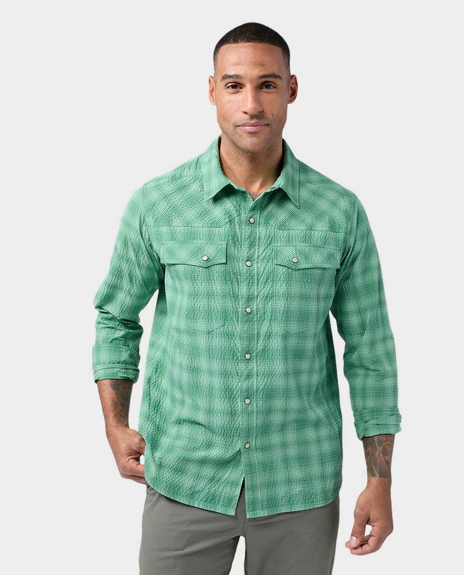 Chemise en seersucker à manches longues pour homme