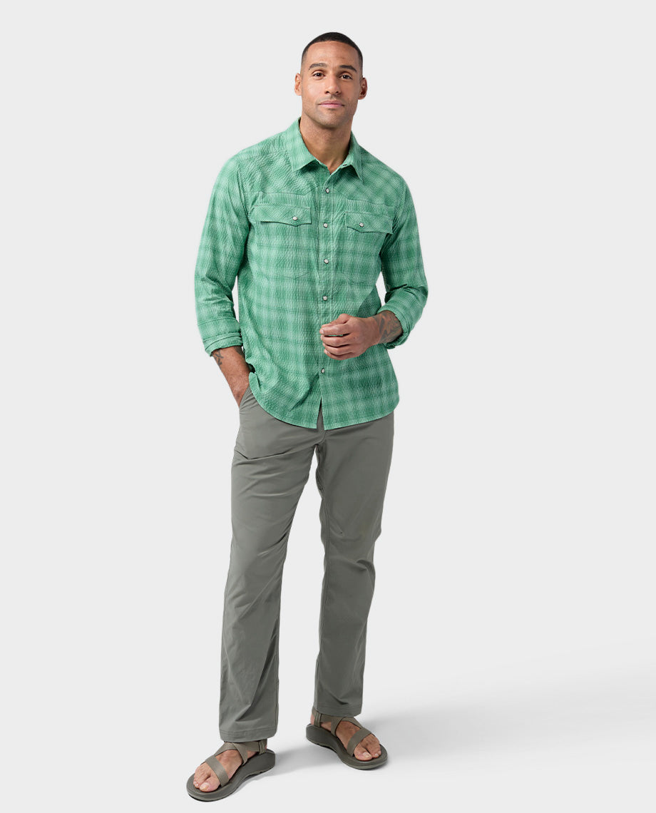 Chemise en seersucker à manches longues pour homme