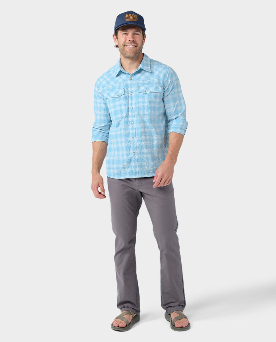 Chemise en seersucker à manches longues pour homme