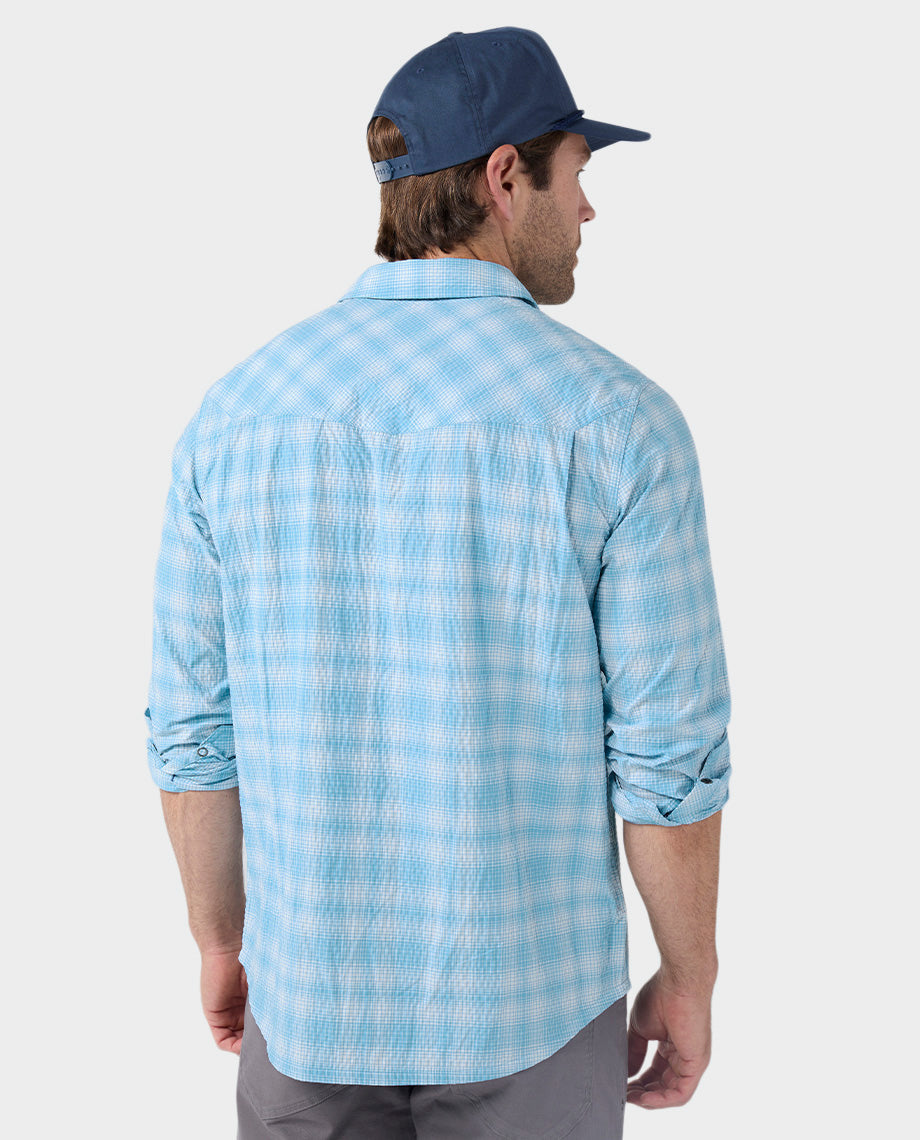 Chemise en seersucker à manches longues pour homme