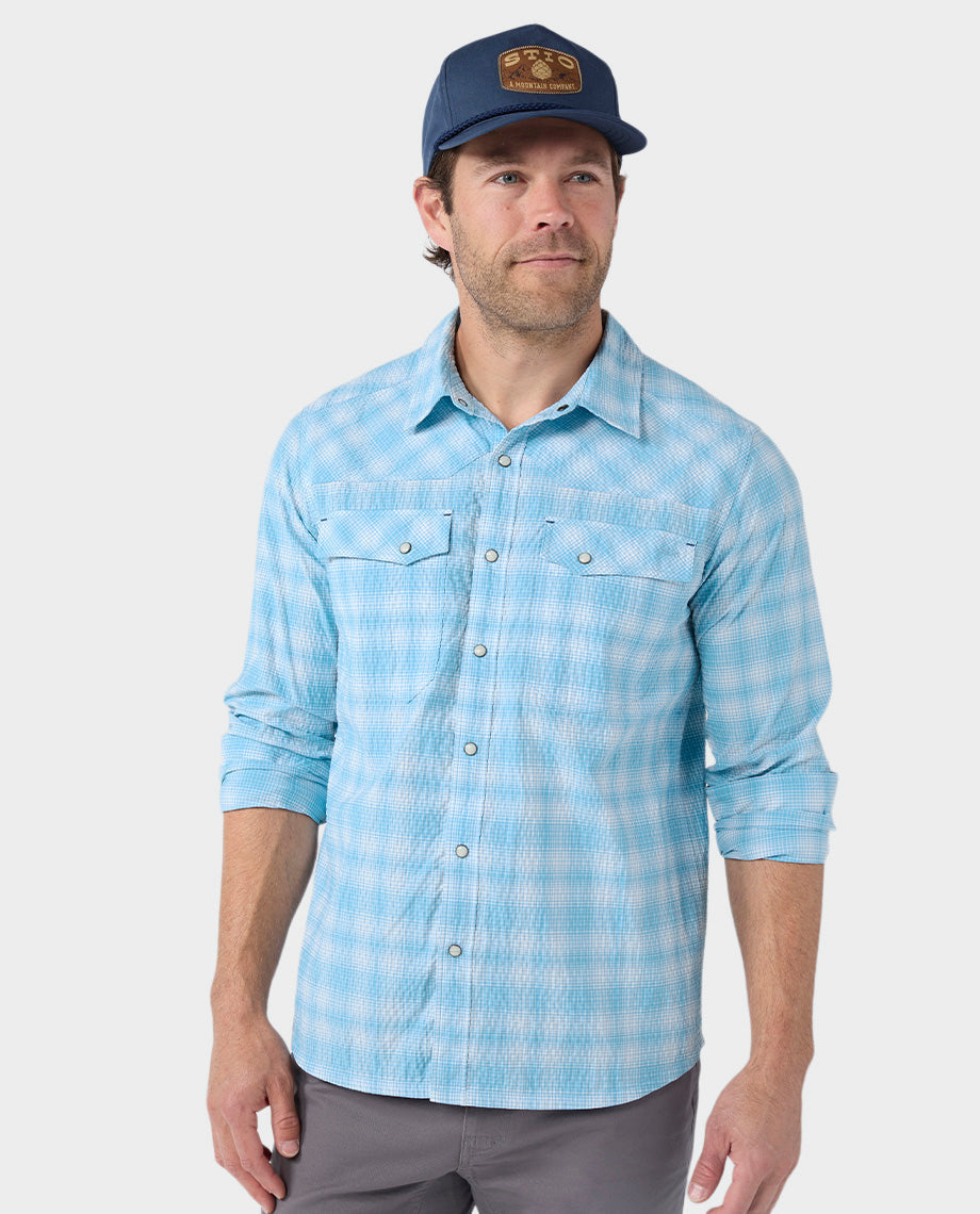 Chemise en seersucker à manches longues pour homme