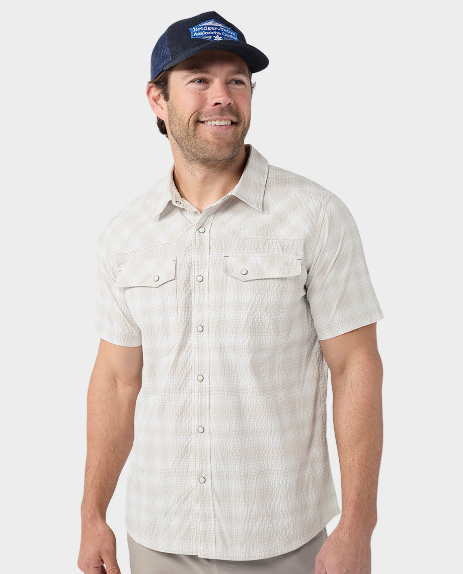 Chemise technique à manches courtes en seersucker pour homme