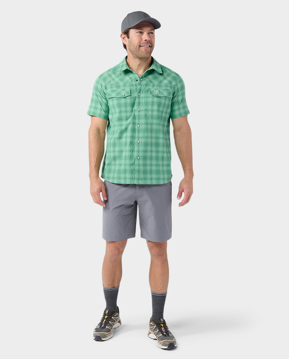 Chemise technique à manches courtes en seersucker pour homme