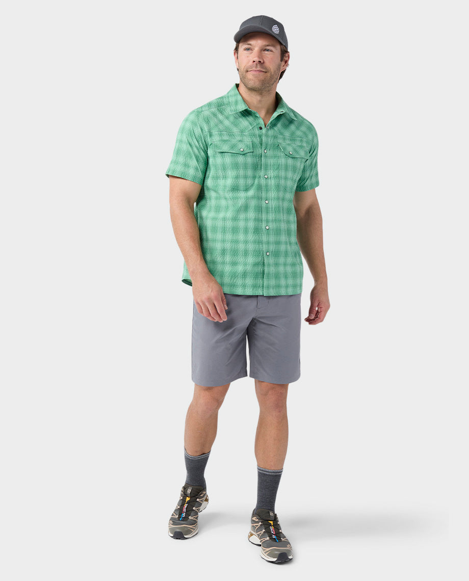 Chemise technique à manches courtes en seersucker pour homme