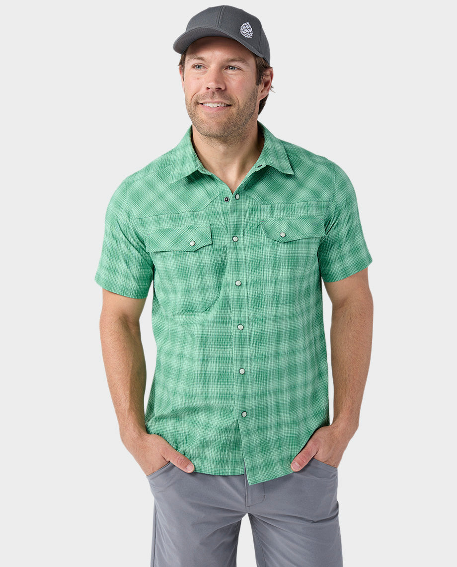 Chemise technique à manches courtes en seersucker pour homme