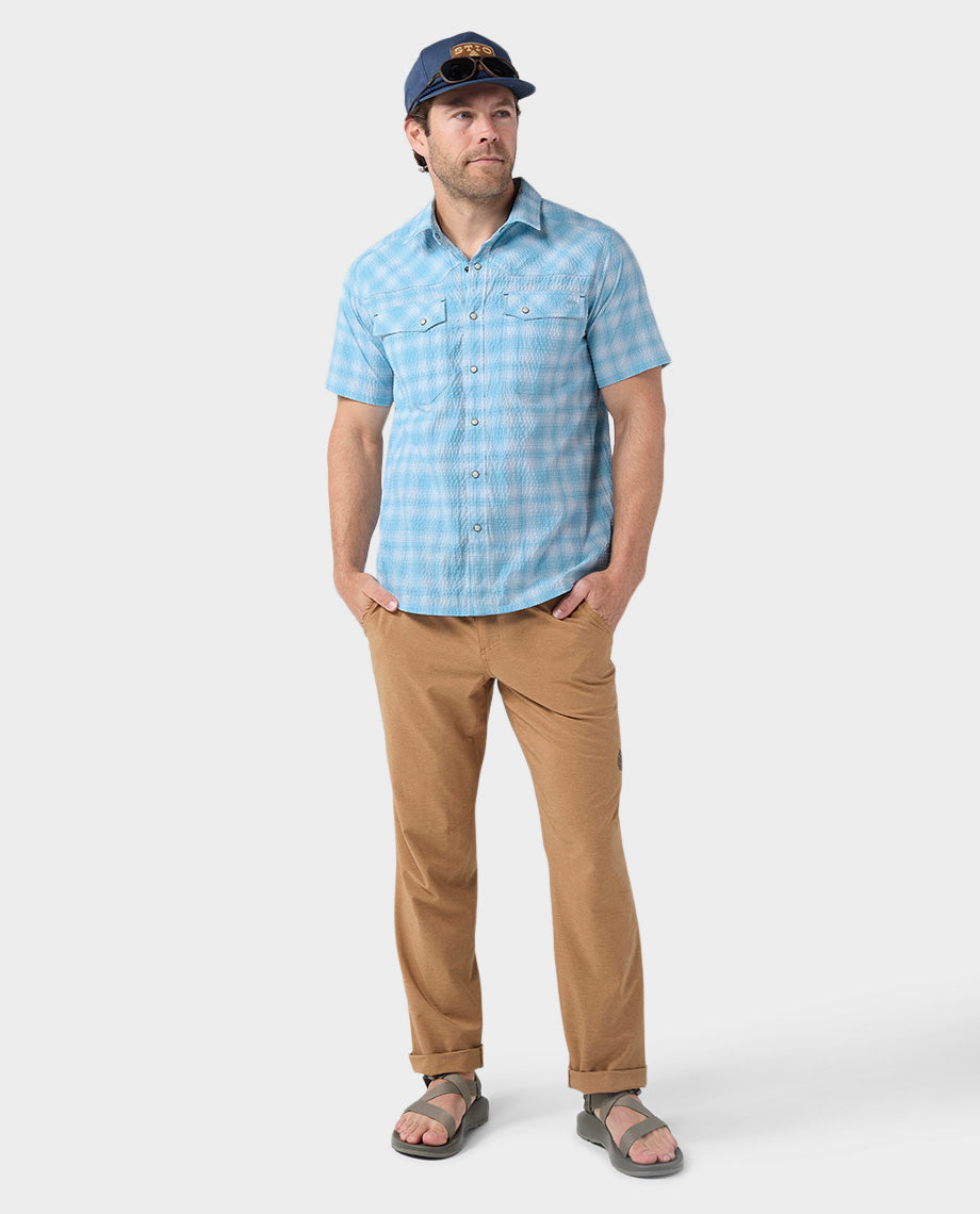 Chemise technique à manches courtes en seersucker pour homme