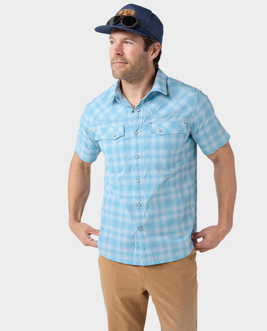 Chemise technique à manches courtes en seersucker pour homme