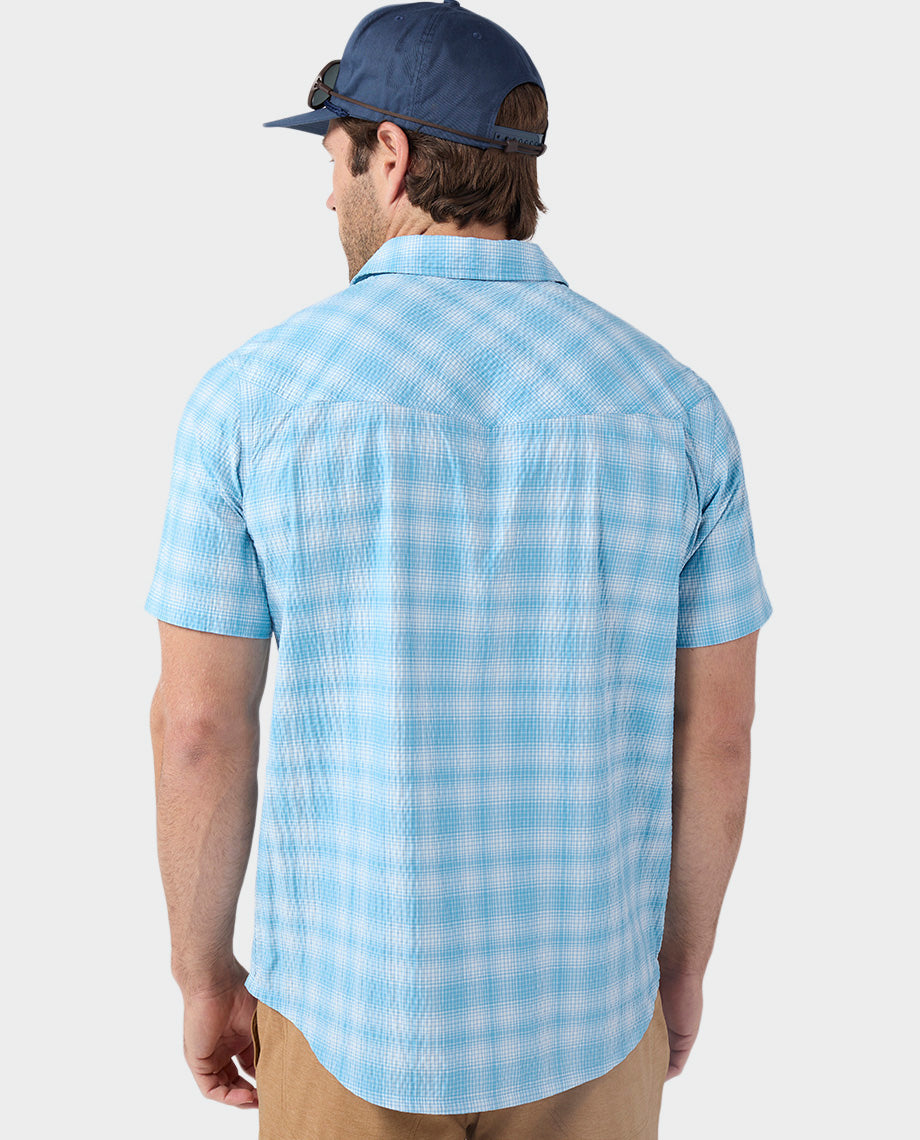 Chemise technique à manches courtes en seersucker pour homme