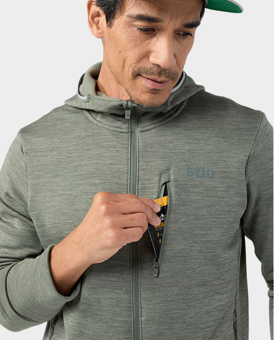 Sweat à capuche zippé extensible pour hommes