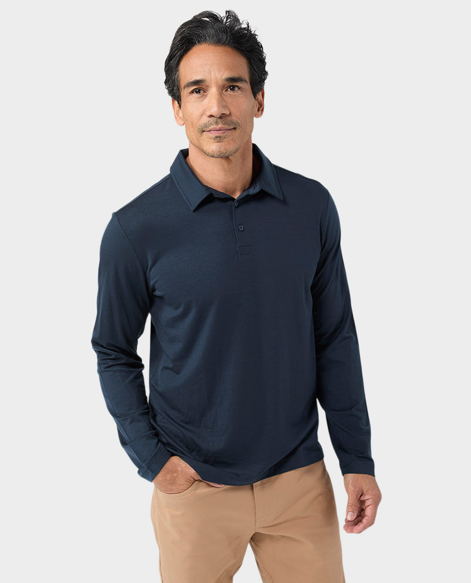 Polo Mérinos Léger Manches Longues Homme