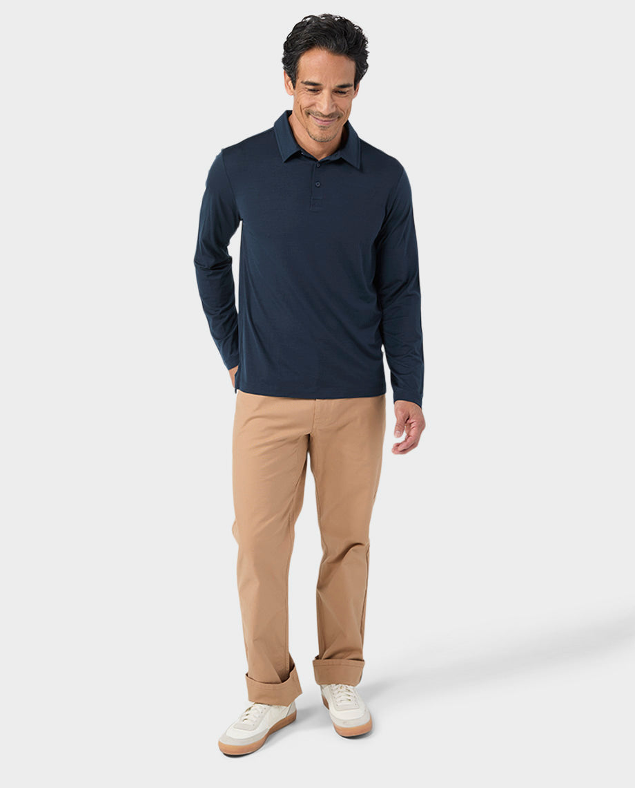 Polo Mérinos Léger Manches Longues Homme